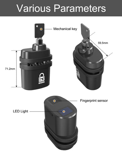 Bison Fingerprint Trigger Lock, Biometric Gun Locks Fit Most Handguns and Rifles 360° Touch 1 Second Unlock - Easy to Use - Including USB Charge Cable, Keys, and Product Instructions CA DOJ Approved