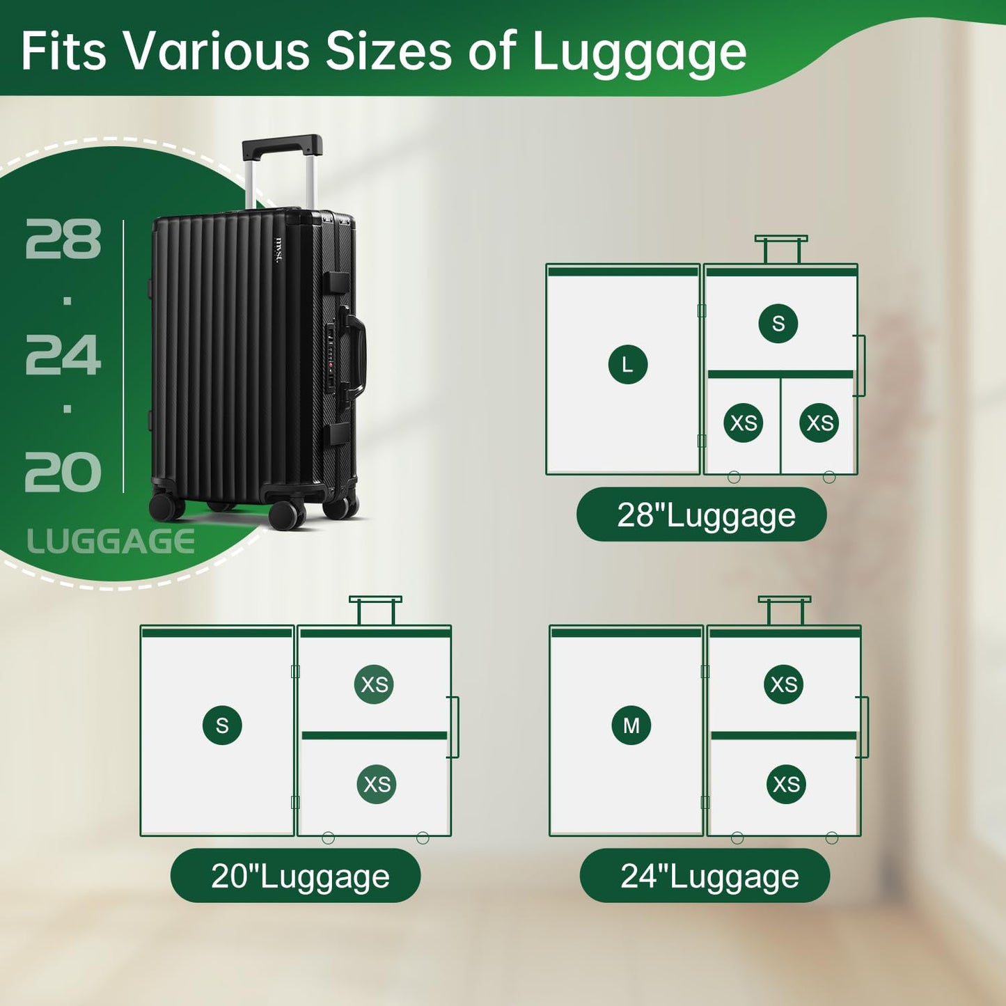 BRODI 10 Combo Pack Travel Vacuum Bags with Pump - Space Saver & Travel Essentials, Clothing & Luggage Vacuum Seal Bags