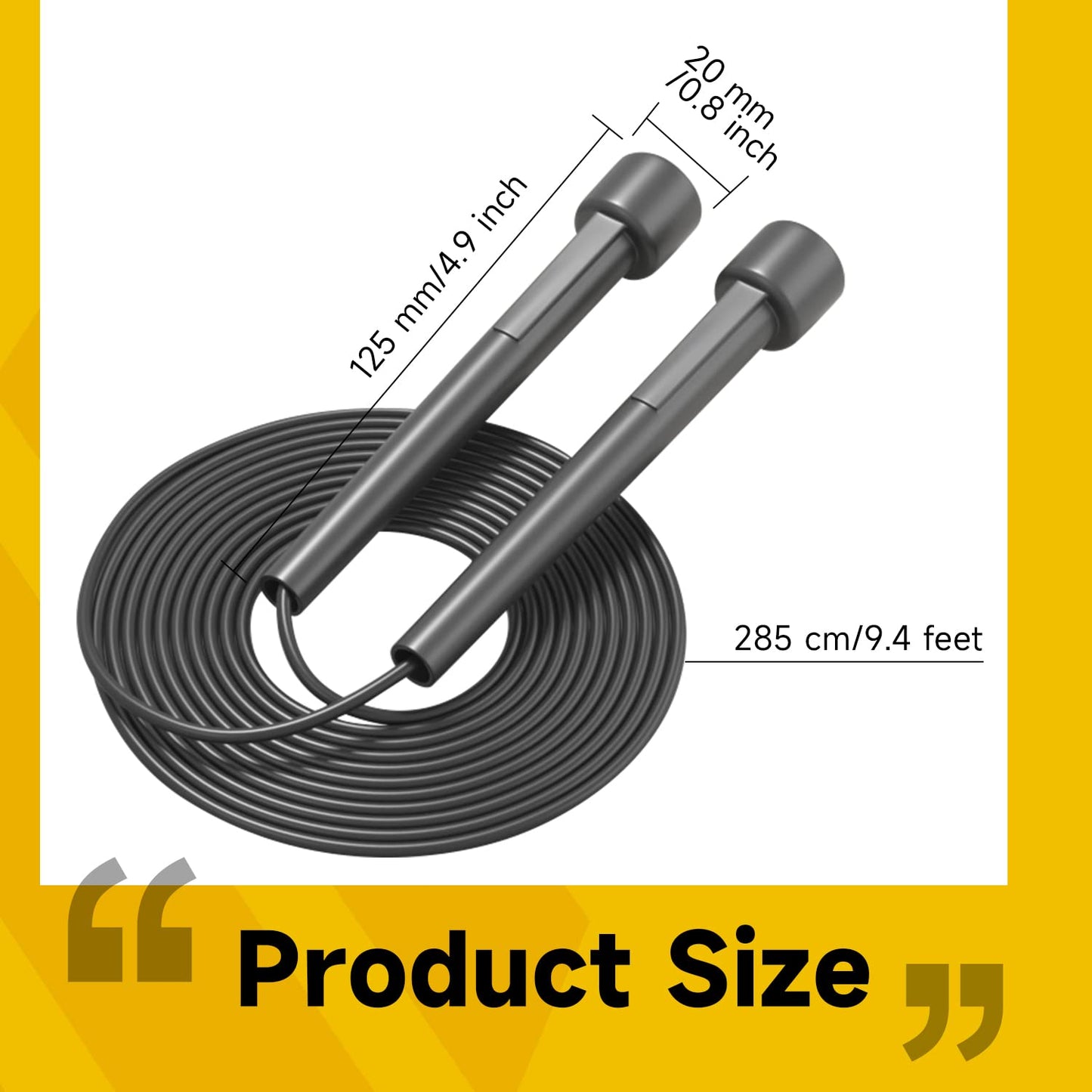 AIO EYEUY Adjustable Jump Rope for Fitness and Exercise-PVC Skipping Rope for Men,Women and Kids-Tangle-Free for Keeping Fit, Training, Workout 10 Pack Black