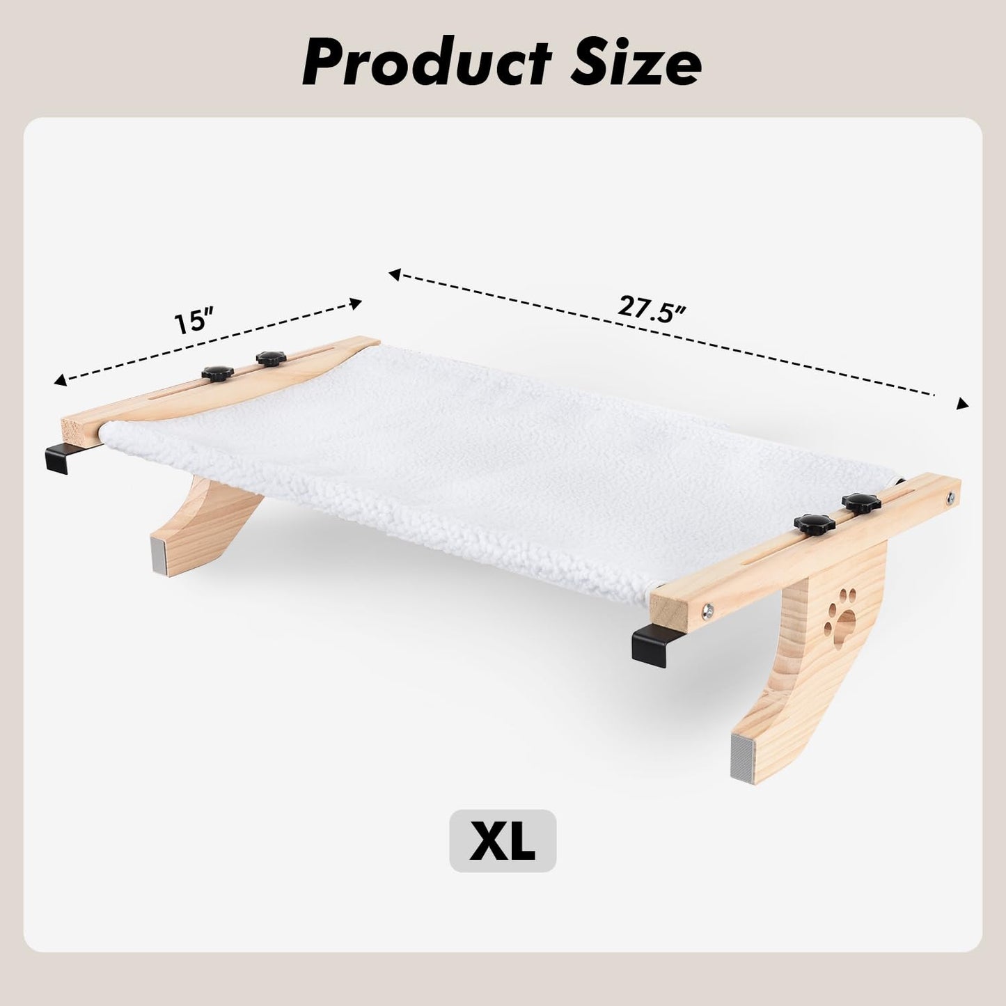 AMOSIJOY Cat Sill Window Perch Sturdy Cat Hammock Window Seat with Wood & Metal Frame for Large Cats, Easy to Adjust Cat Bed for Windowsill, Bedside, Drawer and Cabinet