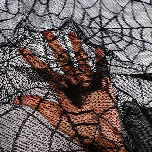 AerWo Halloween Decorations Indoor Fireplace Mantel Scarf, Black Lace Spiderweb Fireplace Cover for Halloween Mantle Decor Festive Party Supplies,20x79 inches