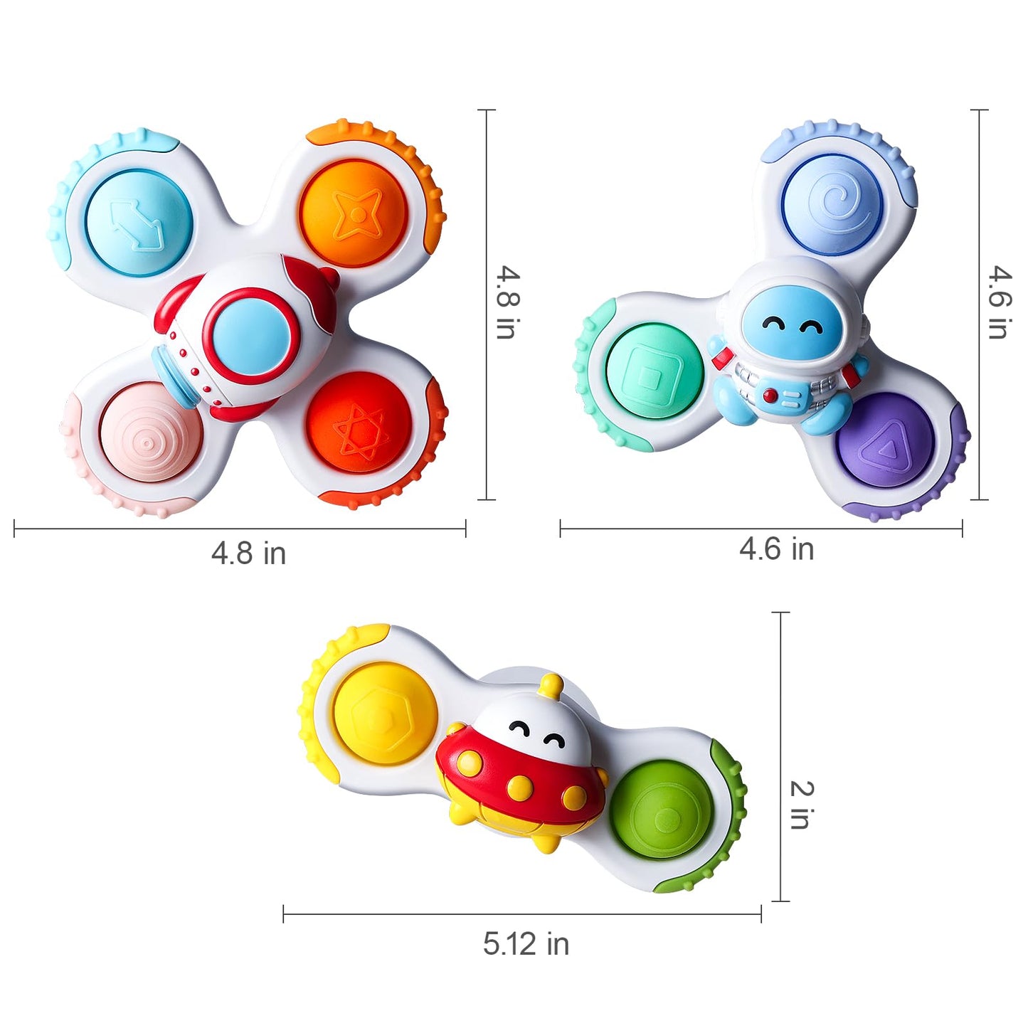 ALASOU 3PCS Pop Suction Cup Spinner Toys for 1 Year Old Boy Girl|Novelty Spinning Tops Toddler Toys Age 1-2|Sensory Baby Bath Toy for Toddlers 1-3|12 18 Months Boy Birthday Gift for Infant