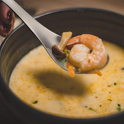 HIWARE Thick Heavy-weight Soup Spoons, High Grade Stainless Steel Soup Spoons, Set of 6