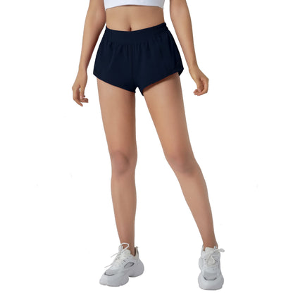 Aurefin Running Shorts for Women,Quick Dry Athletic Sports Shorts Lightweight Active Workout Gym Shorts with Zip Pocket Blue/S