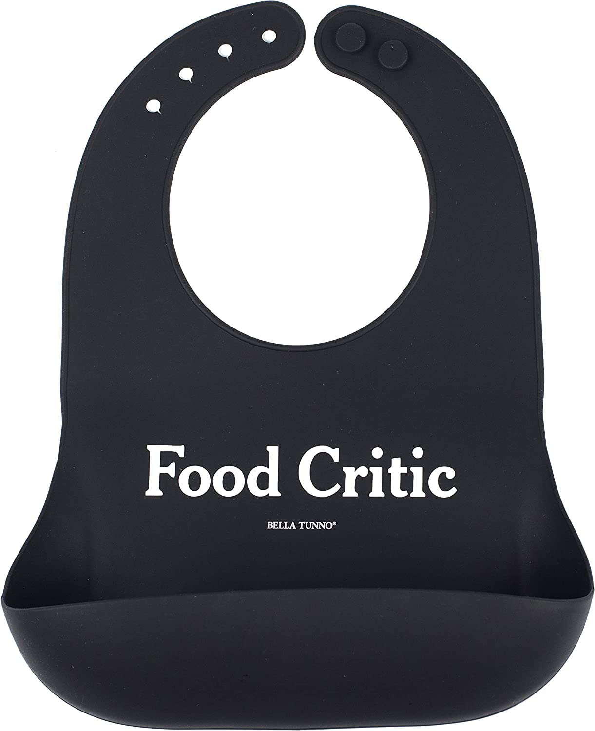 Bella Tunno Baby Bib for Eating, Waterproof Silicone Bib with Large Food Catcher, Adjustable Fit for Babies 4-12 months & Toddlers 1-3 Years, Boys & Girls, Food Critic