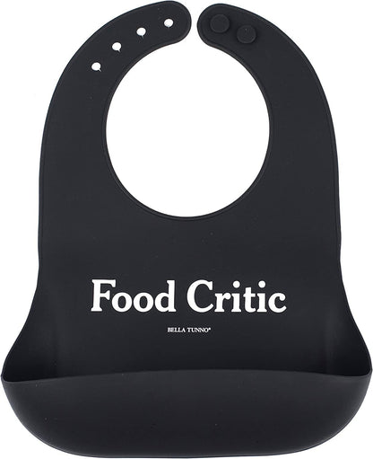 Bella Tunno Baby Bib for Eating, Waterproof Silicone Bib with Large Food Catcher, Adjustable Fit for Babies 4-12 months & Toddlers 1-3 Years, Boys & Girls, Food Critic