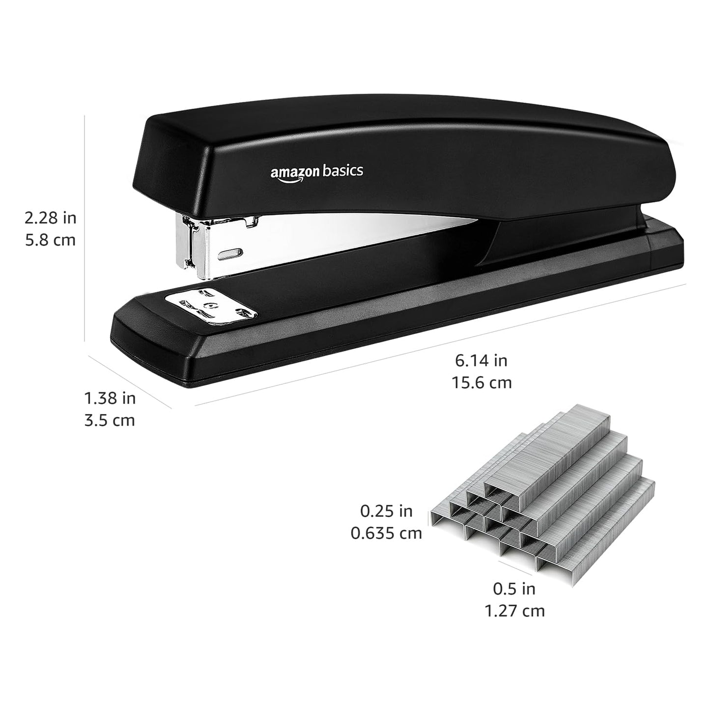 Amazon Basics Stapler with 1000 Staples, Office Stapler, 25 Sheet Capacity, Non-Slip, Black