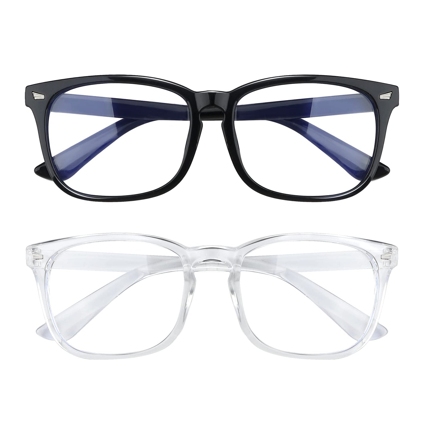 AFNWQI Fashion Square Blue Light Blocking Glasses - Clear Computer & Gaming Glasses for Women and Men