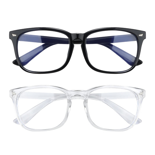 AFNWQI Fashion Square Blue Light Blocking Glasses - Clear Computer & Gaming Glasses for Women and Men