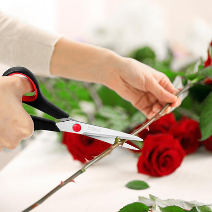 8" Scissors Bulk 6-Pack, All Purpose Scissors Stainless Steel Sharp for Office Home General Use Craft Supplies, High/Middle School Classroom Class Older Kids Scissor Set, Right/Left Handed