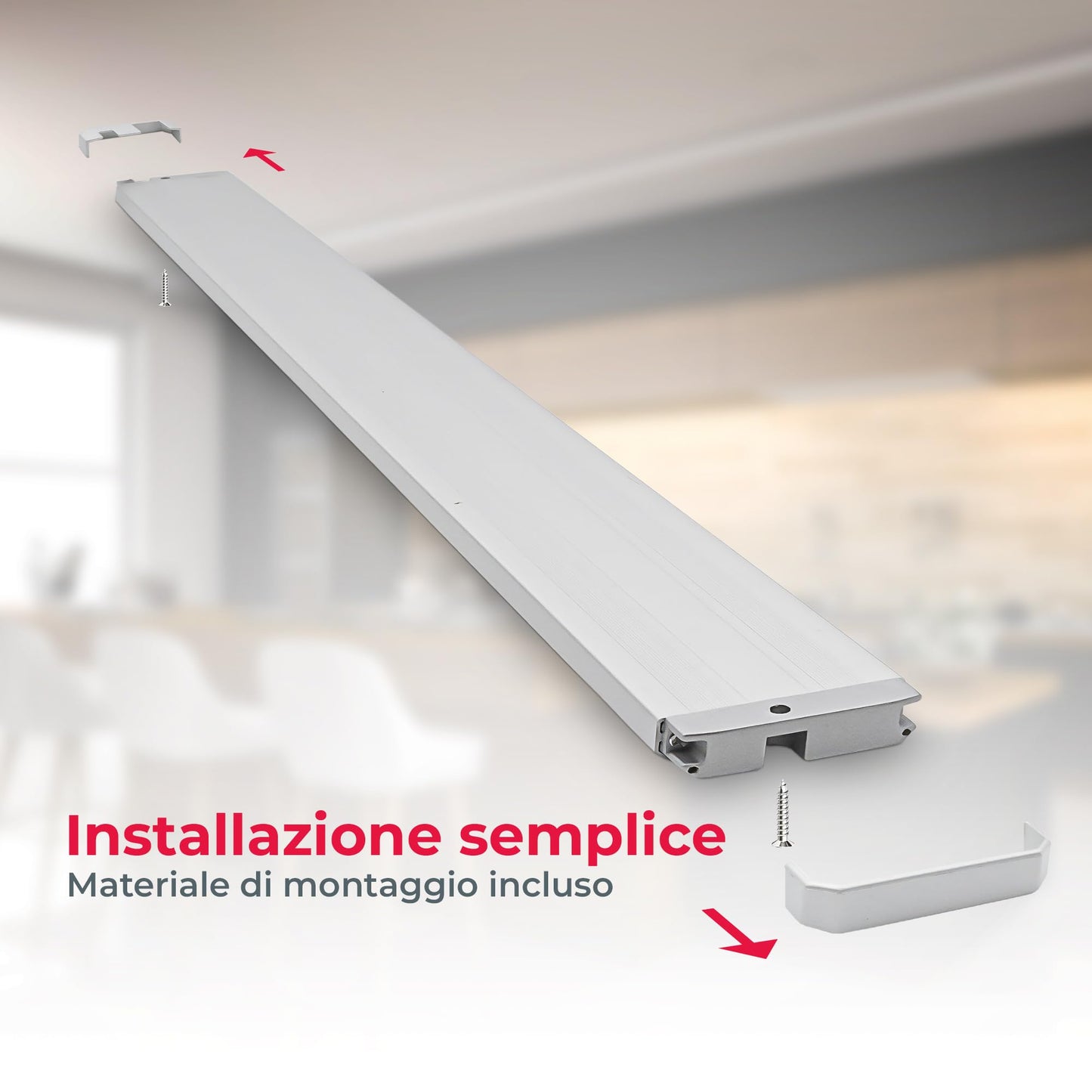 B.K.Licht - LED Strip with On/Off Switch, Warm White Light Colour, Includes Plug Cable, Under-Unit Light, Kitchen, LED Light Strip, Kitchen, Cabinet Lighting, Kitchen Lamp, 57.5 x 4.9 x 1.3 cm, Titanium-Coloured