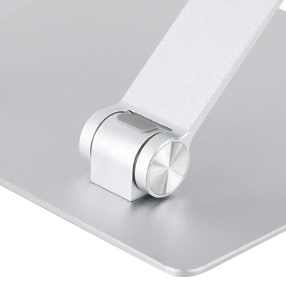 Amazon Basics Sturdy and Portable Ergonomic Laptop Stand for Desk, Adjustable Riser, Fits all Laptops and Notebooks up to 17.3 Inch, Silver, 10 x 8.7 x 6 in