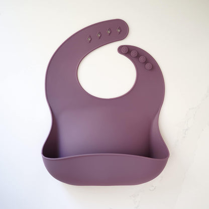 AVA + OLIVER Waterproof Silicone Bib Set with Adjustable Neck Closure - Durable Silicone Bibs for Babies - Set of 2 (Lavender)