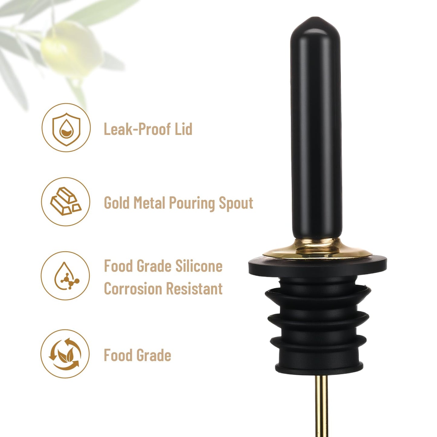 Baalaka Olive Oil Dispenser Bottle for Kitchen with Metal Spout, Glass Oil Bottles 7OZ, Elegant Glass Cooking Dispenser for Kitchen juice mouthwash honey syrup coffee syrup-2pcs