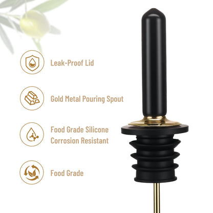 Baalaka Olive Oil Dispenser Bottle for Kitchen with Metal Spout, Glass Oil Bottles 7OZ, Elegant Glass Cooking Dispenser for Kitchen juice mouthwash honey syrup coffee syrup-2pcs