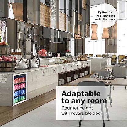 Honeywell Beverage Refrigerator and Cooler, 115 Can Mini Fridge with Glass Door for Soda Beer or Wine for Office or Bar with Adjustable Removable Shelving, Commercial Grade