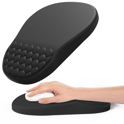 Hasinart Ergonomic Mouse Pad Wrist Rest with Massage Design, Space-Saving Mousepad Wrist Support, Memory Foam Wrist Rest with Non-Slip PU Base for Computer Desk, Black