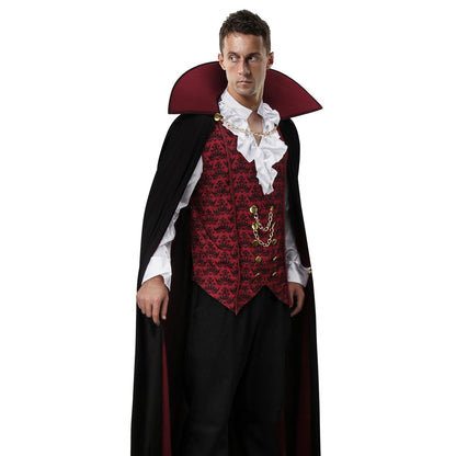 HLENOK Adult Men Devil Vampire Costume Shirt Cloak Outfit Deluxe Medieval Renaissance Scary Gothic Long Halloween Cosplay Cape (X-Large)