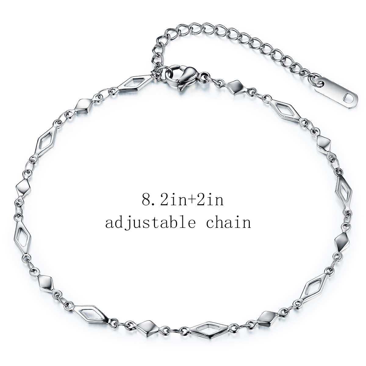 hoduar Stainless Steel Ankle Bracelet for Women, 14K Gold Plated Anklets Set 8.2"+2" Adjustable Waterproof Jewelry Gift