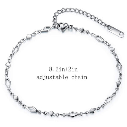 hoduar Stainless Steel Ankle Bracelet for Women, 14K Gold Plated Anklets Set 8.2"+2" Adjustable Waterproof Jewelry Gift