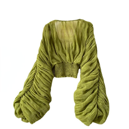 Bell Sleeve Tops for Women Dressy Tops for Evening Wear Lace Blouses for Women (Green,One Size,One Size)