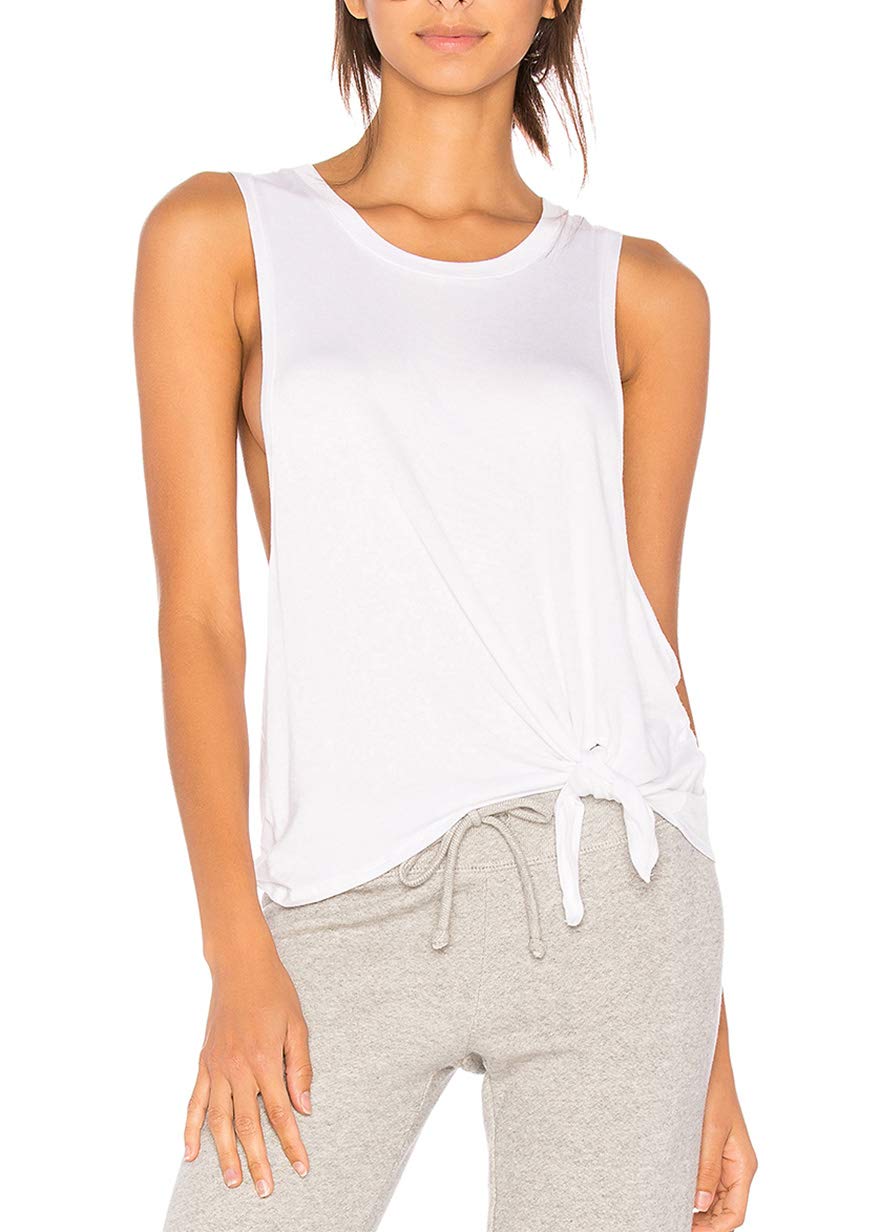 Bestisun Womens Workout Tops Tennis Yoga Shirts Fitness Sport Clothes Athletic Wear Muscle Tank White S