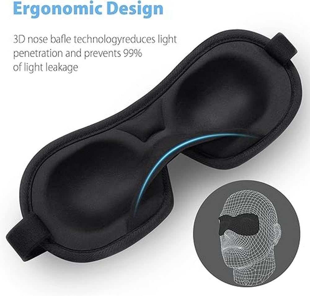 Brencco Breathable 3D Sleep Mask for Men and Women - 100% Light Blocking for Sleeping, Travel and Yoga