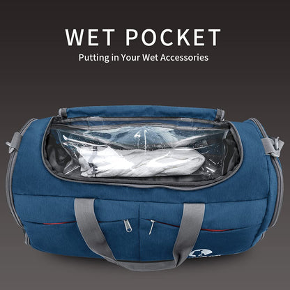 Canway Sports Gym Bag, Travel Duffel bag with Wet Pocket & Shoes Compartment for men women, 45L, Lightweight