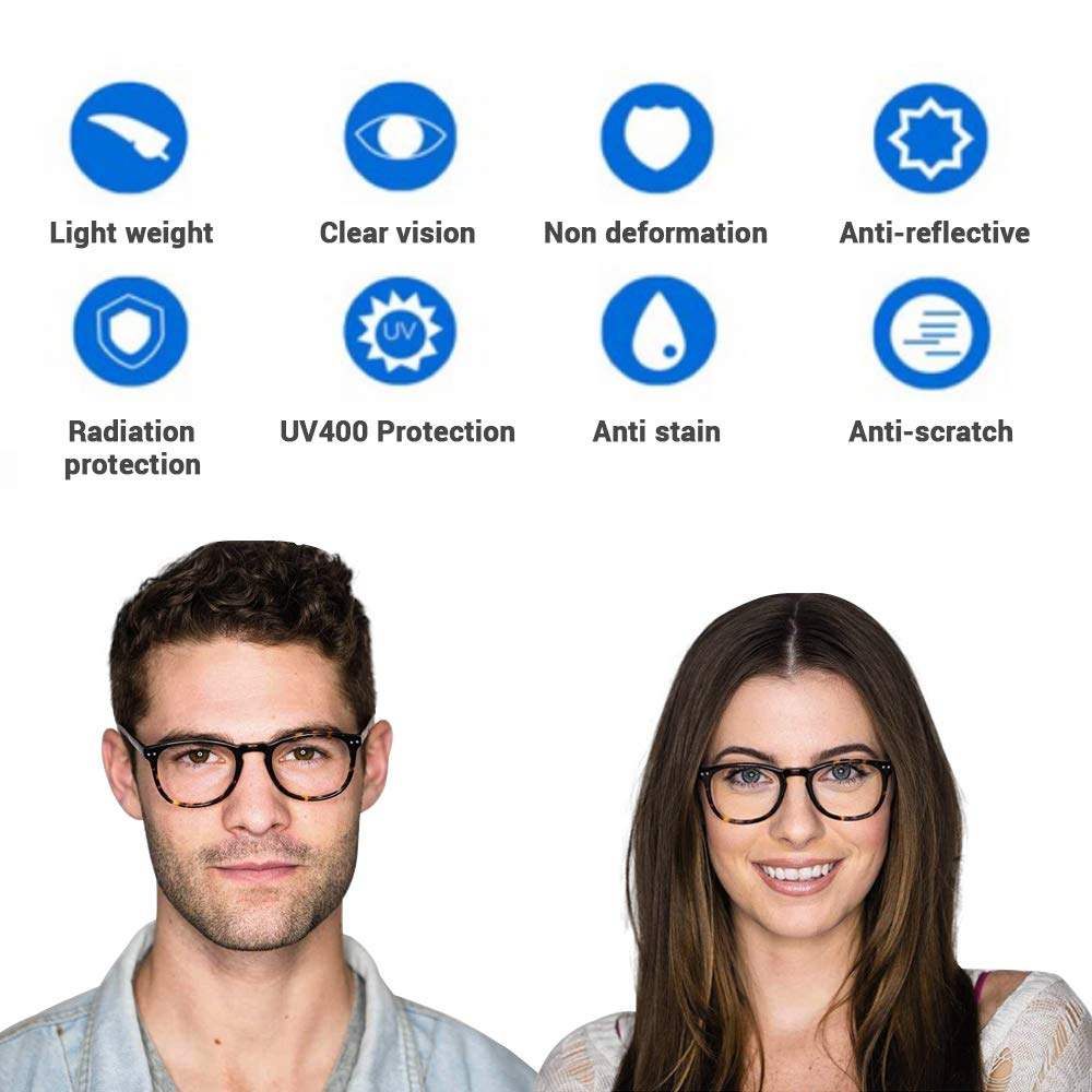 AOSM Blue Light Blocking Glasses, Blue Blocker Computer Glasses for Men Women, Anti Glare 400 UV & Eye Strain Fake Square Glasses