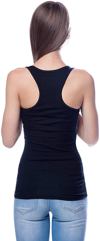 4 Pack Zenana Women's Racerback Tank Top Large Black, Black, Black, Black