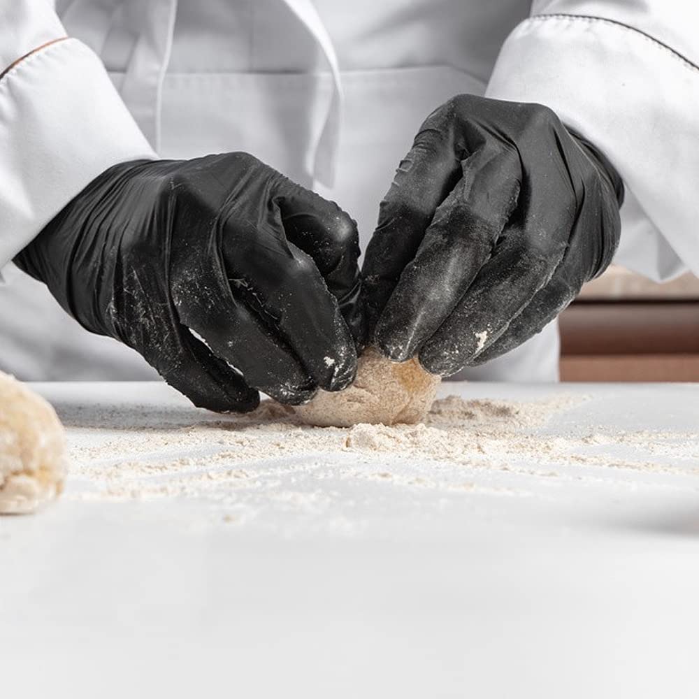 AGAG Black Nitrile Disposable Gloves 100 PCs 5mil Latex Free Ultra Strong Nitrile Gloves, Industrial, Food Safe (X-Large)