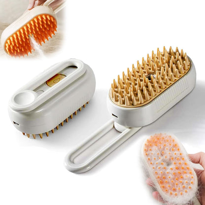 4 in 1 Cat Steam Brush for Shedding, Rechargeable Steam Cat Brush With Rotating Handle, for Massaging and Cleaning Shedding Pet Hair, for Cats Dogs (White)