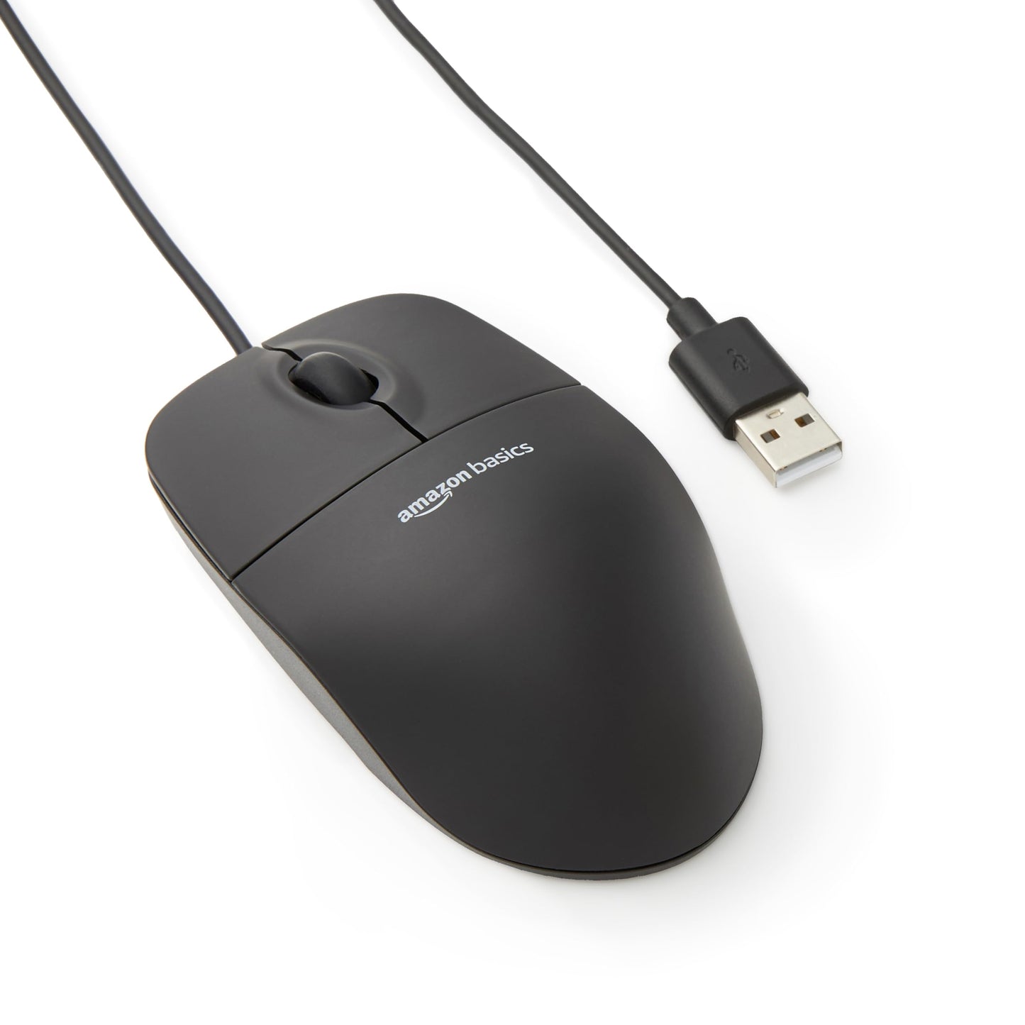 Amazon Basics 3-Button USB Wired Mouse with Scrolling and Tracking - Standard, Black