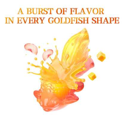 Amos 4D Gummy Lucky Fish Candy, 3D Goldfish-Shaped Gummies with Mango & Peach Juice, 65g per Bag, Gluten-Free Snack