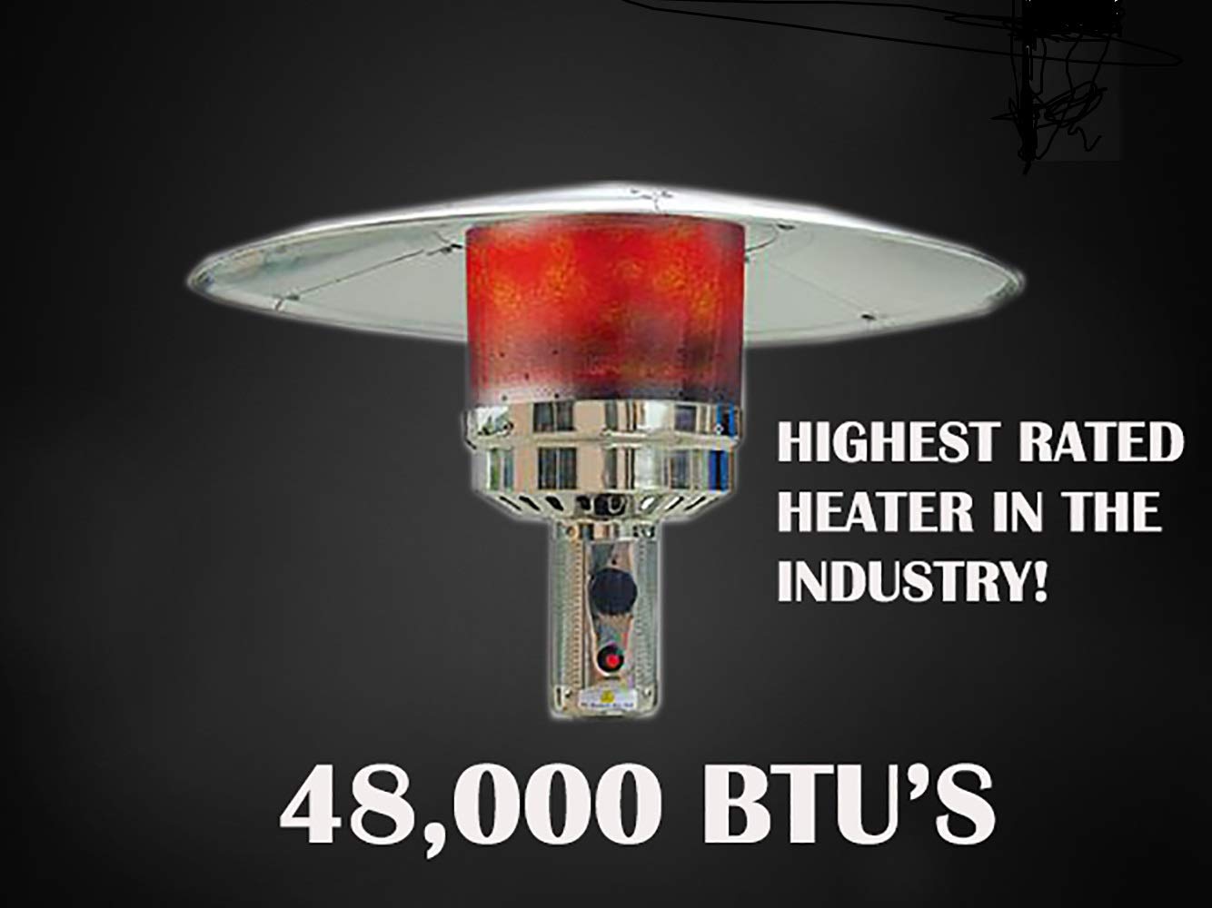 AZ Patio Outdoor Propane Gas Patio Heater, 48K BTU's, Open Door Design, Adjustable Table, Single pole, CSA approved, Hammered Bronze Finish