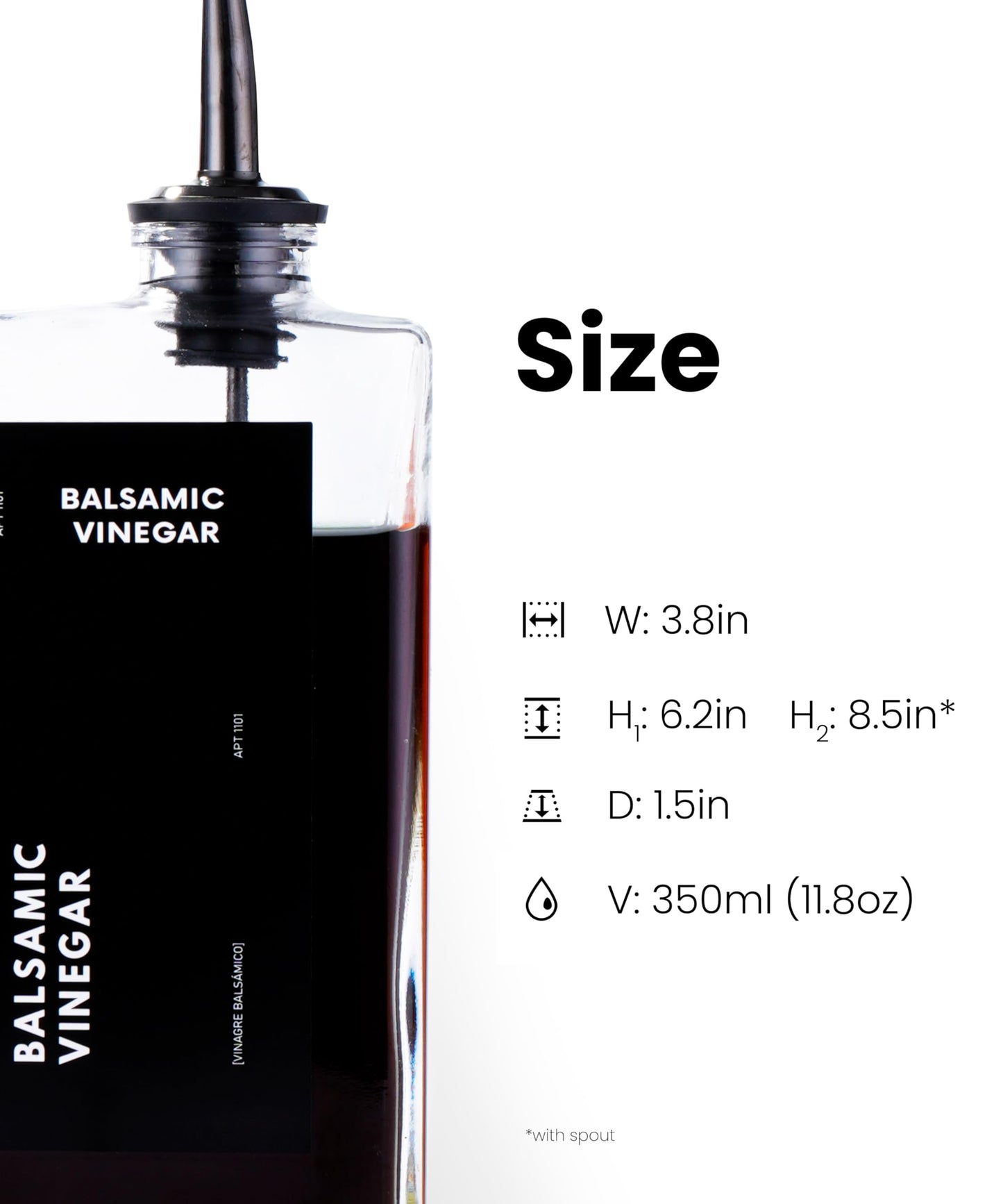 APT 1101 Olive Oil Dispenser for Kitchen, Cooking Oil Dispenser, Oil and Vinegar Dispenser Set, Olive Oil Bottle, Soy sauce dispenser, coffee syrup bottles - 2 pcs, Black