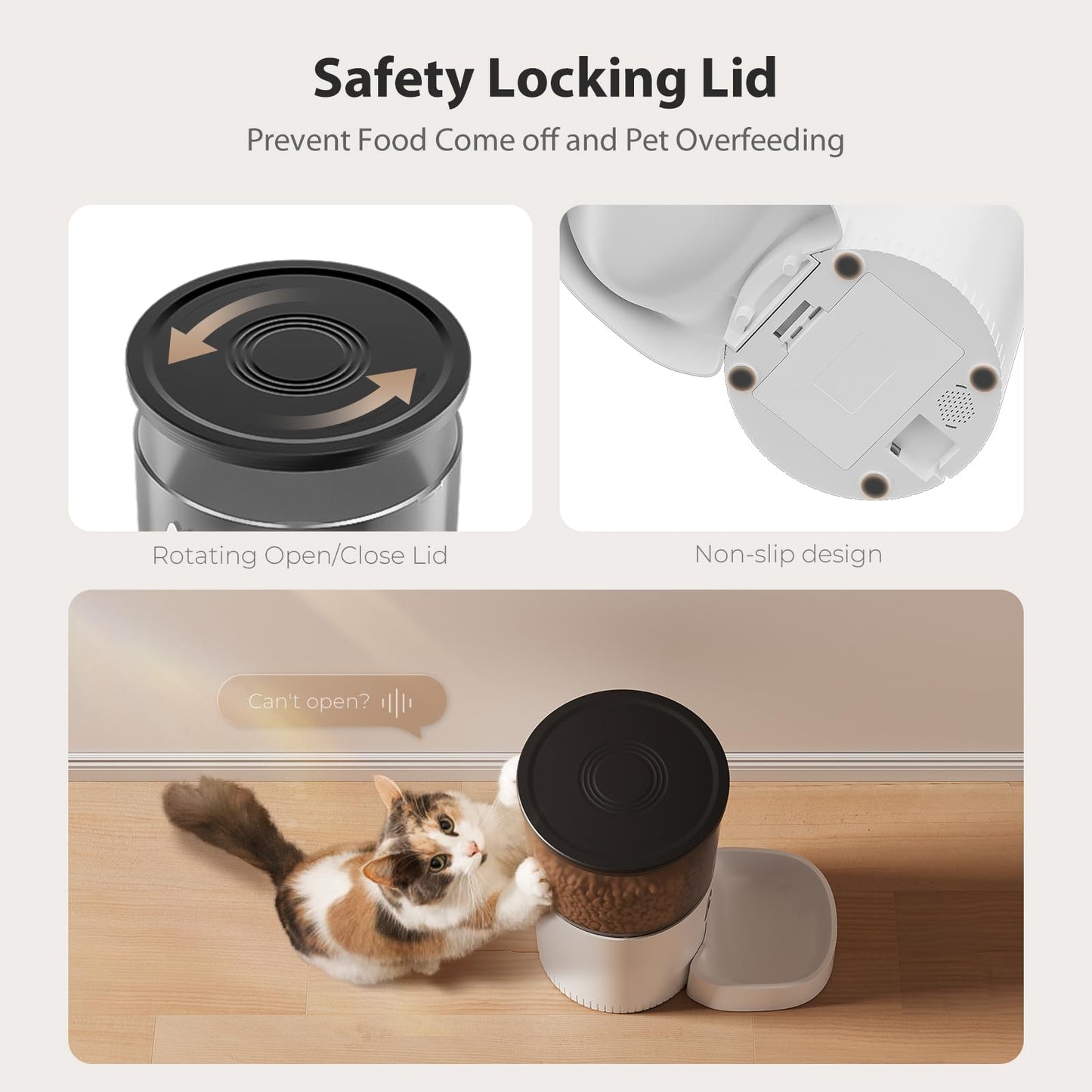 IMIPAW Automatic Cat Feeders, 3L Timed Cat Dry Food Dispenser, Dual Power Supply, Programmable Portion Size, Auto Pet Feeder for Cats and Small Dogs