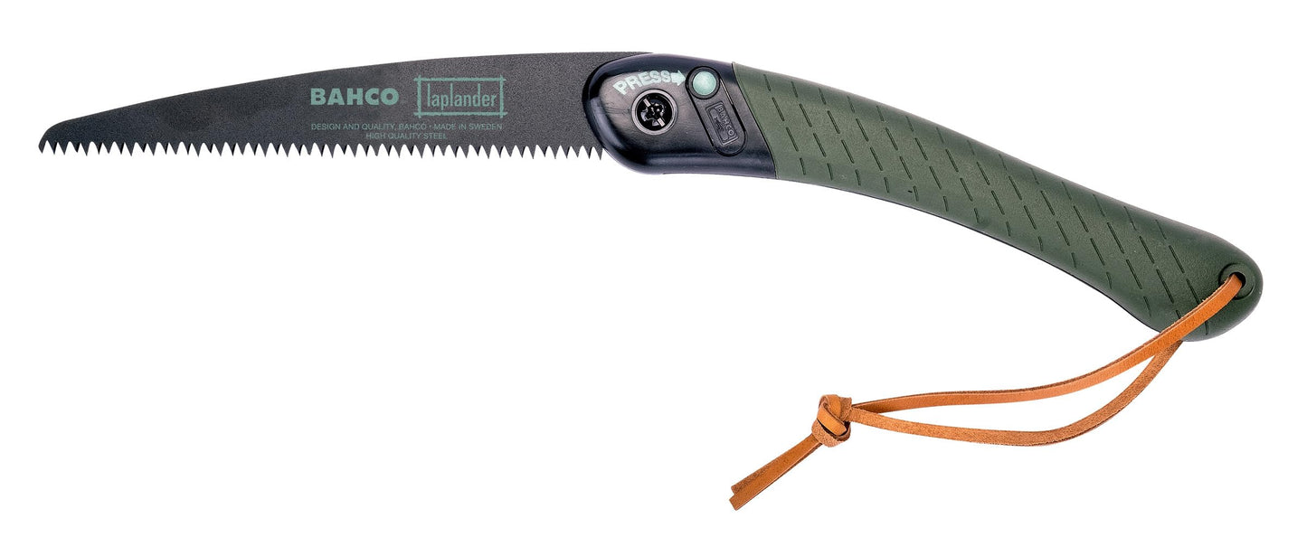 Bahco 9" Laplander Folding Saw for Trail Maintenance, Wood Processing, and Survival Use, Rust-Protected Blade, Secure Lock, Ergonomic Grip, Ideal Bushcraft and Camping Tool