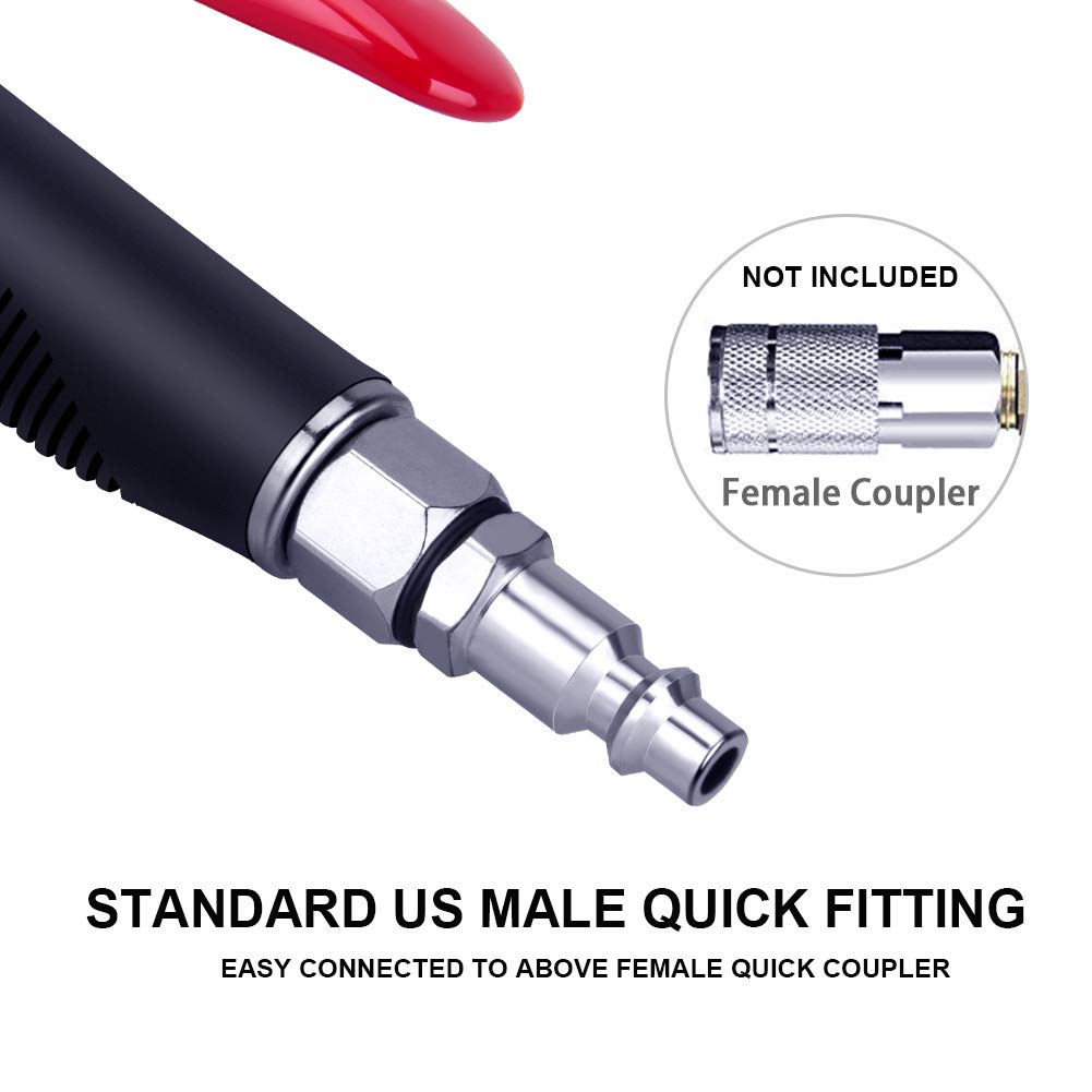 High Volume Powerful Air Blow Gun with Extensible Air Flow Nozzle, Pneumatic Air Compressor Accessories Blower Tool, Maximum Extended to 26 Inch Blower Gun with Anti-slip Rubber Coated Metal Handle