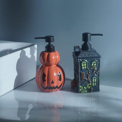 CAAHANJIA Haunted House Soap Dispenser,Refillable Halloween Liquid Hand Soap Dispenser for Bathroom, Kitchen Sink - Black
