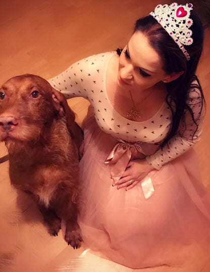 Adult Tulle Skirt Mesh Layered Short Dress for Wedding Party Evening Bridesmaid Sister Costume Blush L