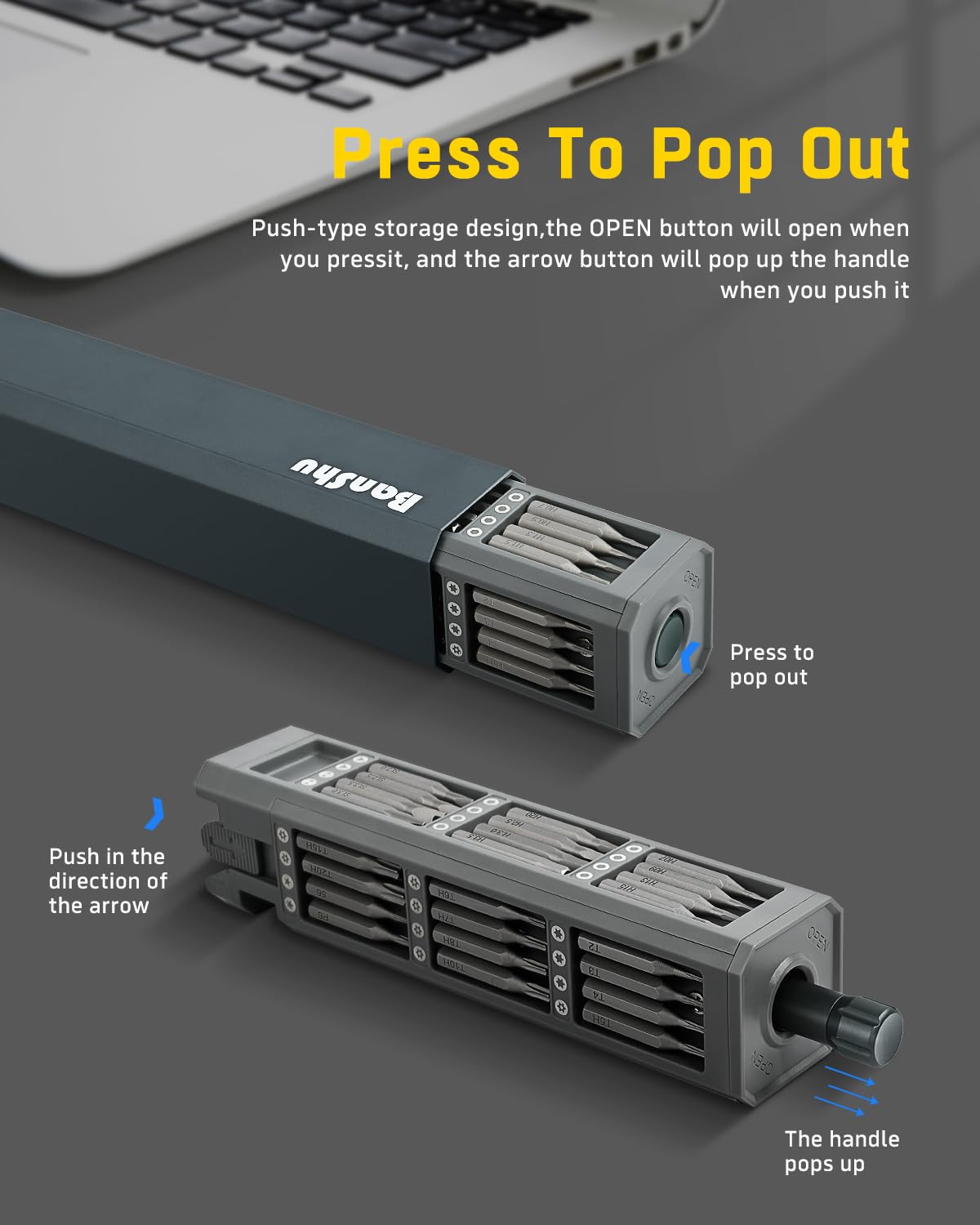 Banshu Precision Screwdriver Set, 46 in 1 Small Screwdriver Set with Case, Pocket Mini Screwdriver Magnetic Repair Tool Kit for Electronics, Glasses, Watch, Phone, Jewelry, Laptop, MacBook, PC, Camera
