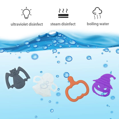 Anditoy 4 Pack Halloween Teething Toys Halloween Teether for 3-12 Months Baby Toddlers Halloween Treat Bags Gifts