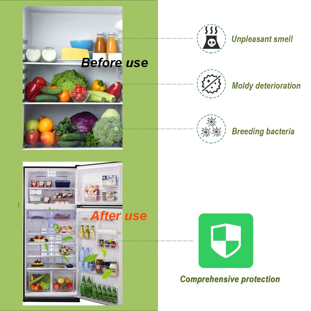 4Packs Fonday Refrigerator Deodorizer Odor Eliminator for Fridges Freezers Coolers Lunch Boxes Bamboo Charcoal More Effective Than Baking Soda