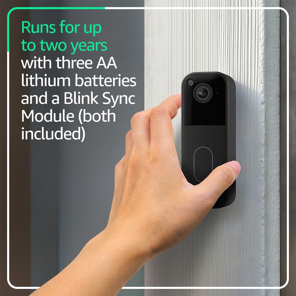 Blink Video Doorbell (newest model) – Head-to-toe HD view, two-year battery life, and simple setup. Sync Module Core included – System (Black)