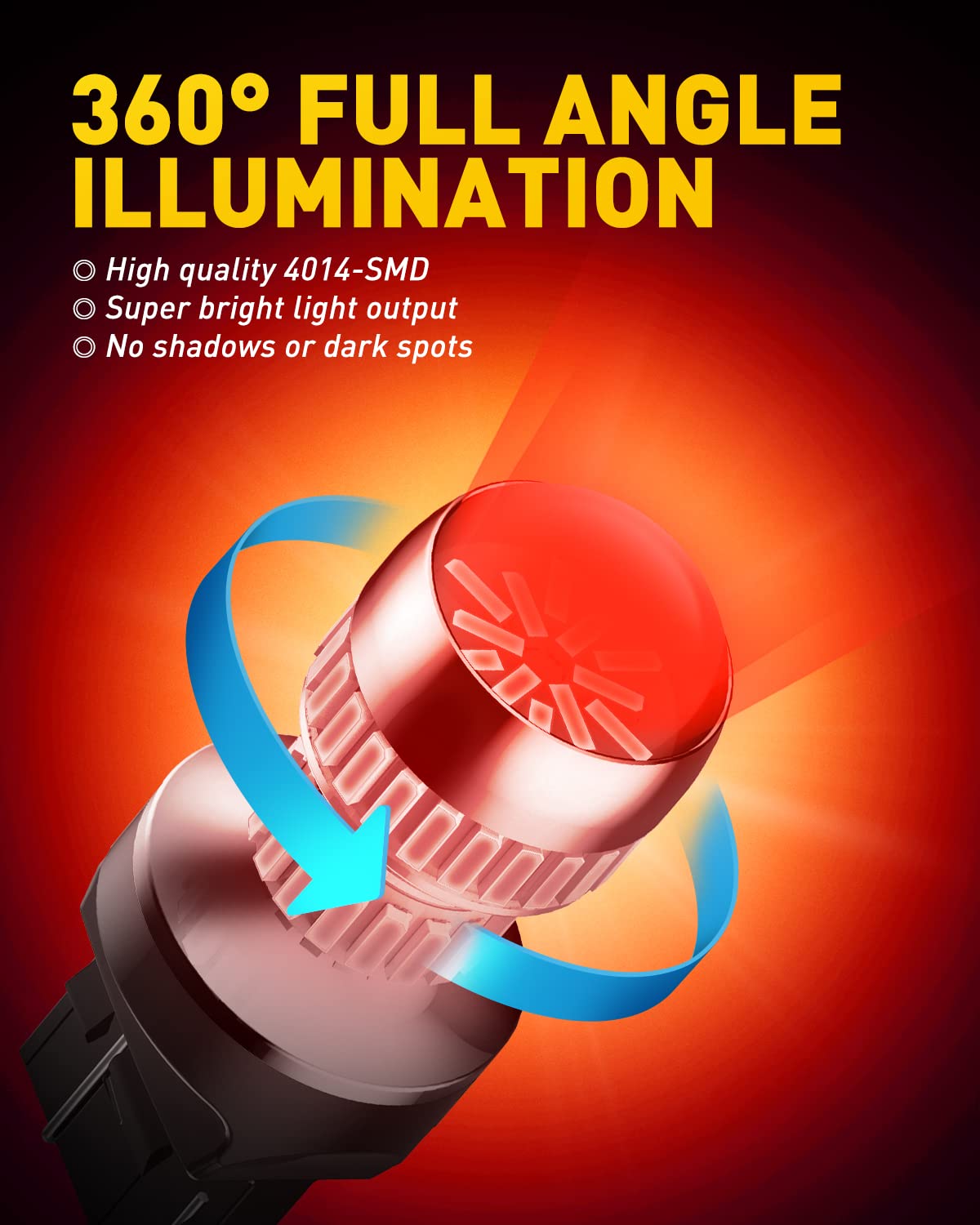 AUXITO Upgraded 7440 7443 LED Bulb Red for Tail Lights Brake Lights, Super Bright T20 W21W 7441 7444 LED Replacement for Stop Tail Brake Signal Lights, Pack of 2