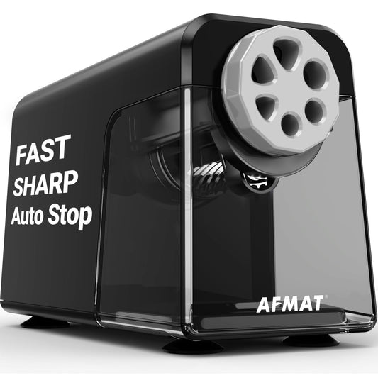 AFMAT Electric Pencil Sharpener Heavy Duty, 6 Holes, Auto Stop Pencil Sharpeners for School, Classroom Electric Sharpener for 6-11mm Pencils, 7000 Sharpening Times, Do not Eat up Colored Pencils, PSX1
