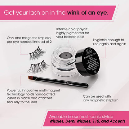 Ardell Magnetic Gel EyeLiner & False Lashes, Accent 002, 1 set, Black