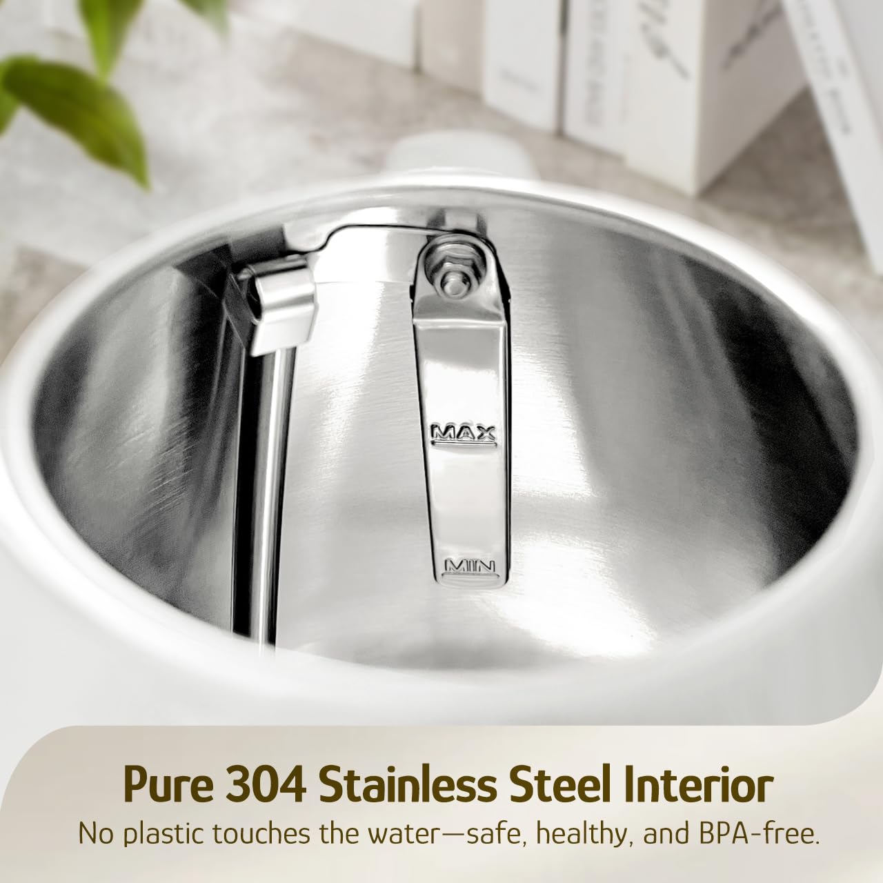 Hazel Quinn Retro Electric Kettle - 1.7 Liters / 57.5 Ounces Tea Kettle with Thermometer, All Stainless Steel, 1200 Watts Fast Boiling, BPA-free, Cordless, Automatic Shut Off - Pearl White