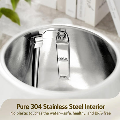 Hazel Quinn Retro Electric Kettle - 1.7 Liters / 57.5 Ounces Tea Kettle with Thermometer, All Stainless Steel, 1200 Watts Fast Boiling, BPA-free, Cordless, Automatic Shut Off - Pearl White